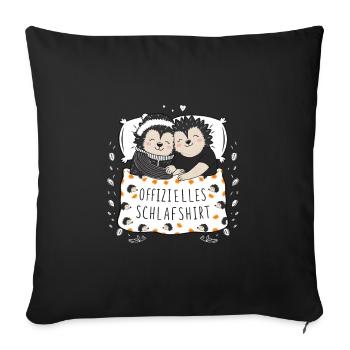 Offizielles Schlafshirt Süßes Igel Paar - Sofakissenbezug 45 x 45 cm - Schwarz - Vorne