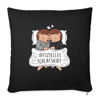 Offizielles Schlafshirt Süßes Igel Paar - Sofakissenbezug 45 x 45 cm - Schwarz - Vorne