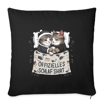 Chemise de nuit officielle Chat mignon chat chats couple - Housse de coussin décorative 45 x 45 cm - noir - Devant