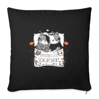 Chemise de nuit officielle Chat mignon chat chats couple - Housse de coussin décorative 45 x 45 cm - noir - Devant