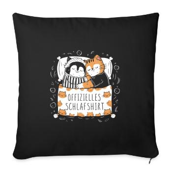 Chemise de nuit officielle Chat mignon chat chats couple - Housse de coussin décorative 45 x 45 cm - noir - Devant