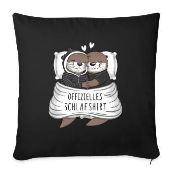 Chemise de nuit officielle Sweet Otter Couple - Housse de coussin décorative 45 x 45 cm - noir - Devant