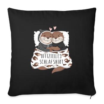 Official Sweet Otter Couple Sleep Shirt - Sofa pillowcase 17,3'' x 17,3'' (45 x 45 cm) - black - Front