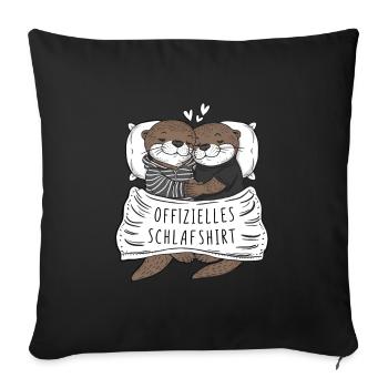 Official Sweet Otter Couple Sleep Shirt - Sofa pillowcase 17,3'' x 17,3'' (45 x 45 cm) - black - Front