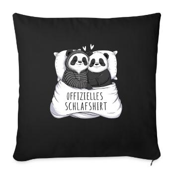 Chemise de nuit officielle Sweet Panda Couple - Housse de coussin décorative 45 x 45 cm - noir - Devant