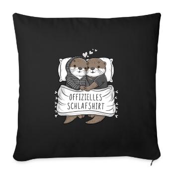 Chemise de nuit officielle Sweet Otter Couple - Housse de coussin décorative 45 x 45 cm - noir - Devant