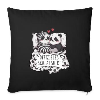 Chemise de nuit officielle Sweet Panda Couple - Housse de coussin décorative 45 x 45 cm - noir - Devant
