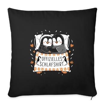 Offizielles Schlafshirt Süßes Pinguin Paar - Sofakissenbezug 45 x 45 cm - Schwarz - Vorne