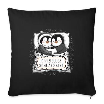 Offizielles Schlafshirt Süßes Pinguin Paar - Sofakissenbezug 45 x 45 cm - Schwarz - Vorne