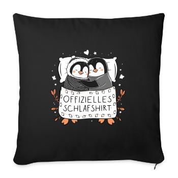 Offizielles Schlafshirt Süßes Pinguin Paar - Sofakissenbezug 45 x 45 cm - Schwarz - Vorne