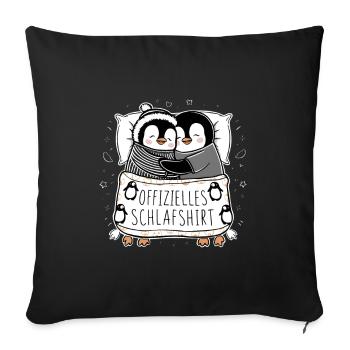 Chemise de nuit officielle Sweet Penguin Couple - Housse de coussin décorative 45 x 45 cm - noir - Devant
