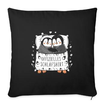 Chemise de nuit officielle Sweet Penguin Couple - Housse de coussin décorative 45 x 45 cm - noir - Devant