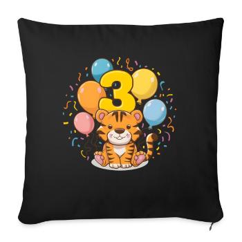 3rd Birthday Tiger Children's Birthday Party - Sofa pillowcase 17,3'' x 17,3'' (45 x 45 cm) - black - Front