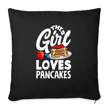 Funny Pancake Lover Gift - Sofa pillowcase 17,3'' x 17,3'' (45 x 45 cm) - black - Front