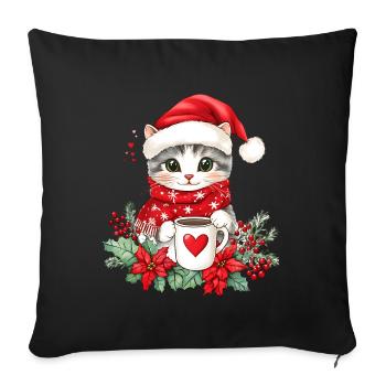 Cat Coffee Christmas Decoration Women Men Children - Sofa pillowcase 17,3'' x 17,3'' (45 x 45 cm) - black - Front