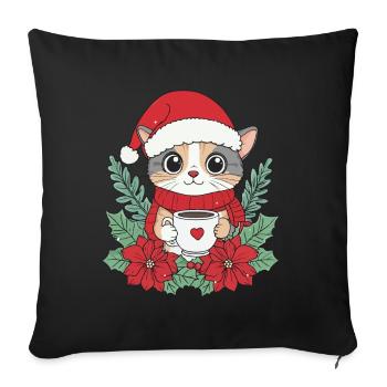 Cat Coffee Christmas Decoration Women Men Children - Sofa pillowcase 17,3'' x 17,3'' (45 x 45 cm) - black - Front