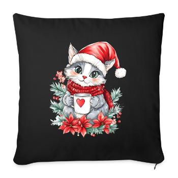 Cat Coffee Christmas Decoration Women Men Children - Sofa pillowcase 17,3'' x 17,3'' (45 x 45 cm) - black - Front