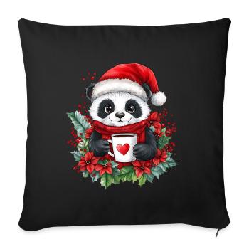 Panda Café Décoration de Noël Femmes Hommes Enfants - Housse de coussin décorative 45 x 45 cm - noir - Devant