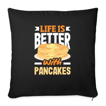 Funny Pancake Lover Gift - Sofa pillowcase 17,3'' x 17,3'' (45 x 45 cm) - black - Front