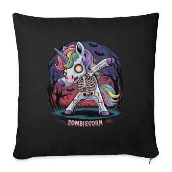 Zombiecorn für Anti Einhorn Fans - Sofakissenbezug 45 x 45 cm - Schwarz - Vorne