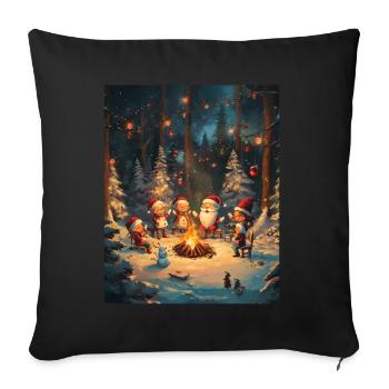 Père Noël Femmes Hommes Enfants Noël - Housse de coussin décorative 45 x 45 cm - noir - Devant