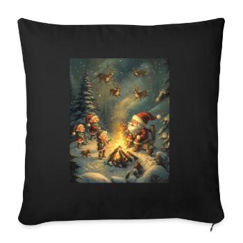 Père Noël Femmes Hommes Enfants Noël - Housse de coussin décorative 45 x 45 cm - noir - Devant