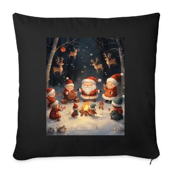 Père Noël Femmes Hommes Enfants Noël - Housse de coussin décorative 45 x 45 cm - noir - Devant