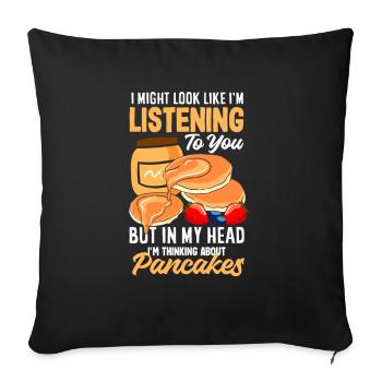 Funny Pancake Lover Gift - Sofa pillowcase 17,3'' x 17,3'' (45 x 45 cm) - black - Front