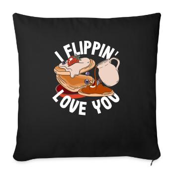 Funny Pancake Lover Gift - Sofa pillowcase 17,3'' x 17,3'' (45 x 45 cm) - black - Front