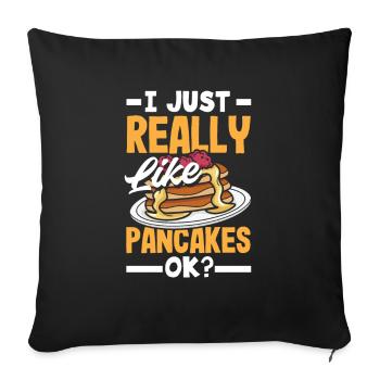 Funny Pancake Lover Gift - Sofa pillowcase 17,3'' x 17,3'' (45 x 45 cm) - black - Front