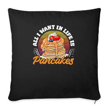 Funny Pancake Lover Gift - Sofa pillowcase 17,3'' x 17,3'' (45 x 45 cm) - black - Front