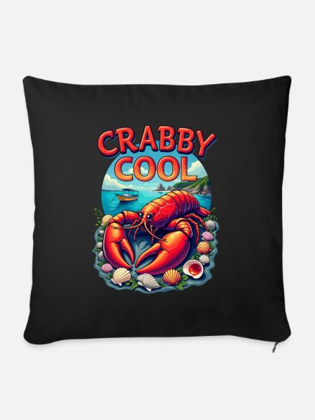 Abenteuer an der Küste mit Crabby Cool - Sofakissenbezug 45 x 45 cm - Schwarz