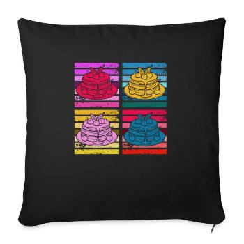 Funny Pancake Lover Gift - Sofa pillowcase 17,3'' x 17,3'' (45 x 45 cm) - black - Front