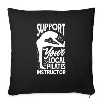 Soutenez votre entraîneur de Pilates localement - Housse de coussin décorative 45 x 45 cm - noir - Devant