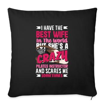 Meilleure épouse Instructeur de Pilates Crazy - Housse de coussin décorative 45 x 45 cm - noir - Devant