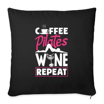 Café Pilates Vin Répéter - Housse de coussin décorative 45 x 45 cm - noir - Devant