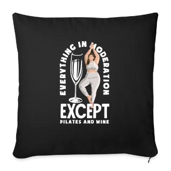 Tout avec modération, sauf le Pilates et le vin - Housse de coussin décorative 45 x 45 cm - noir - Devant