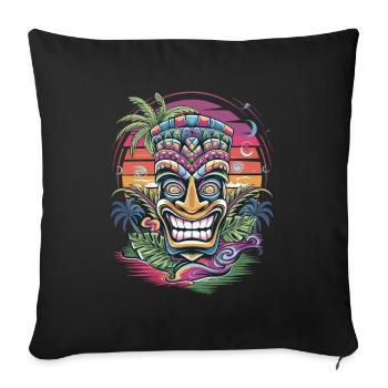 Tiki Kultur Maori Maske für einen Tkik Fans - Sofakissenbezug 45 x 45 cm - Schwarz - Vorne