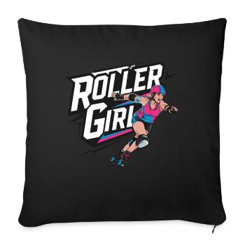 Rollschuhfahren für einen Rollschuhfahrerin - Sofakissenbezug 45 x 45 cm - Schwarz - Vorne