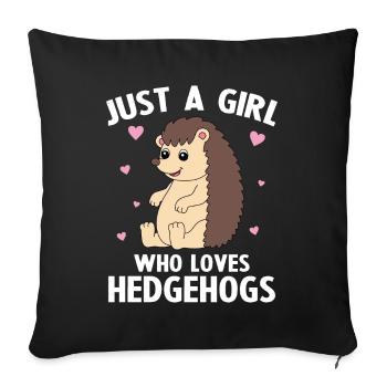 Juste une fille qui aime les hérissons - Housse de coussin décorative 45 x 45 cm - noir - Devant