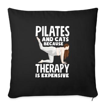 Le Pilates et les chats parce que la thérapie coûte cher - Housse de coussin décorative 45 x 45 cm - noir - Devant