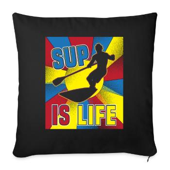 SUP Sports nautiques Sup Pop Standup Paddle - Housse de coussin décorative 45 x 45 cm - noir - Devant