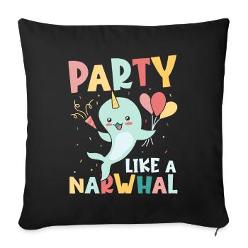 Marine Science Narwhal Unicorn of the Sea - Sofa pillowcase 17,3'' x 17,3'' (45 x 45 cm) - black - Front