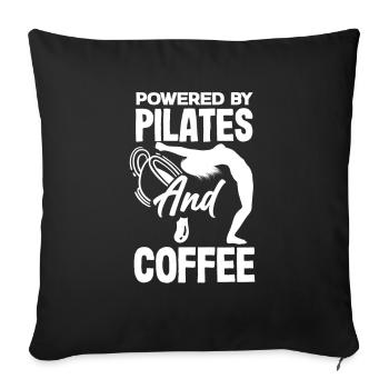 Propulsé par le Pilates et le café - Housse de coussin décorative 45 x 45 cm - noir - Devant