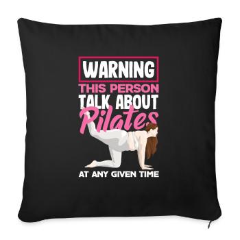 Attention : Cette personne parle de Pilates - Housse de coussin décorative 45 x 45 cm - noir - Devant
