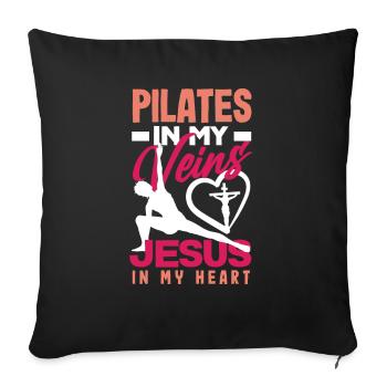 Le Pilates dans mes veines, Jésus dans mon cœur - Housse de coussin décorative 45 x 45 cm - noir - Devant