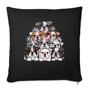 Englische Bulldogge Turm - Sofakissenbezug 45 x 45 cm - Schwarz - Vorne