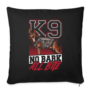 Police et chien de berger - Housse de coussin décorative 45 x 45 cm - noir - Devant