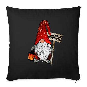 Gnome des neiges - Gnome de Noël amusant - Housse de coussin décorative 45 x 45 cm - noir - Devant