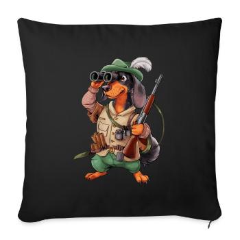 Witzger Jagdhund für einen Jäger mit Hund - Sofakissenbezug 45 x 45 cm - Schwarz - Vorne